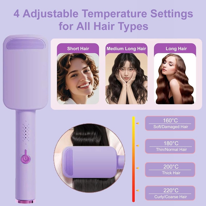 UJIO Hair Crimper for Women, 3 Barrel Beach Waver Curling Iron with 4 Temp Adjustable, Dual Voltage, Anti-Scald, Travel Lock, Fast Heating Crimper Hair Tool for All Hair Types (Purple) - Image 3